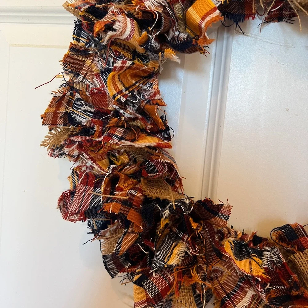 Flannel and Burlap Fall Rag Wreath